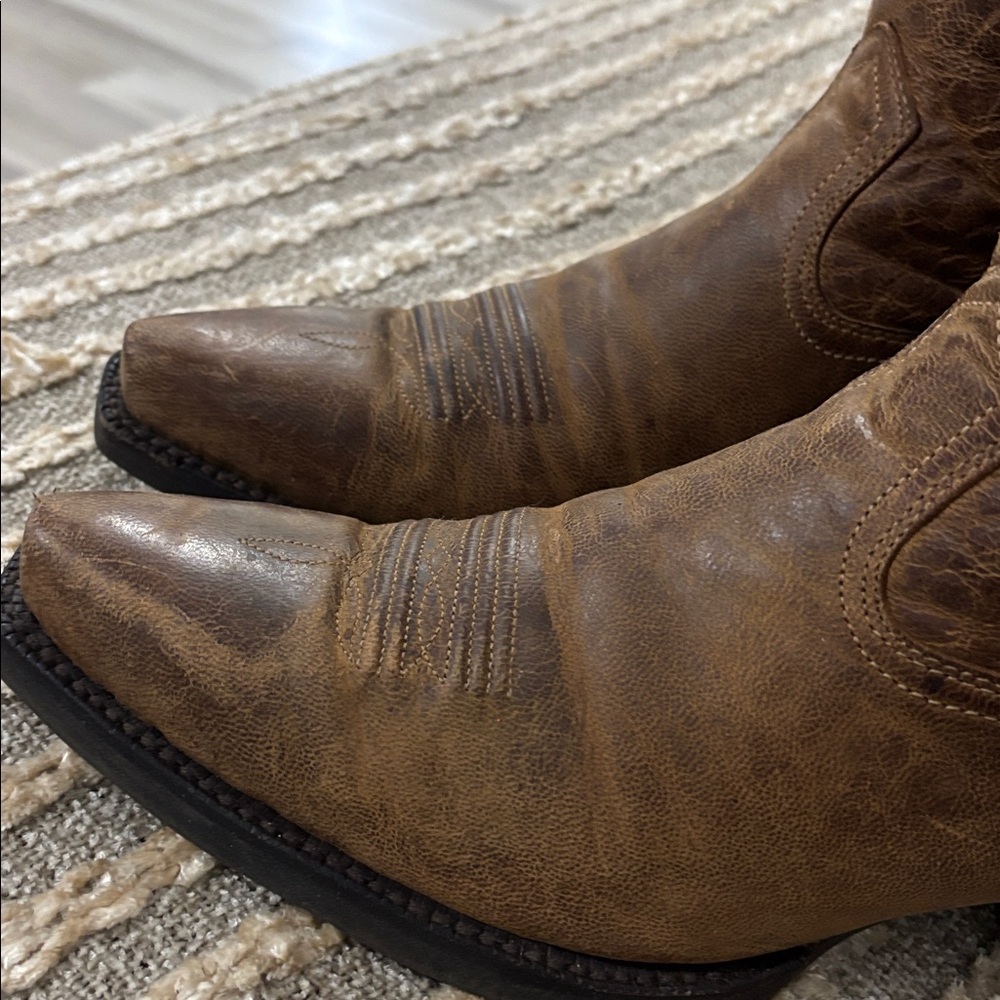 Ariat Women Brown Zipper Tassel Cowboy Leather Western Boots Size 8 - Picture 9 of 16